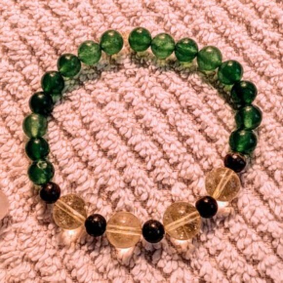 Gemstone bracelets (set) , Green aventurine bracelet & a Pink rose quartz. - Picture 2 of 4